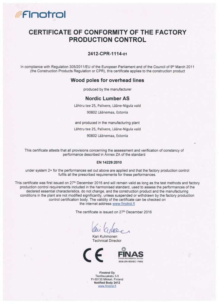 certificate of confirmity väike